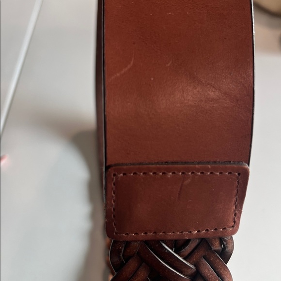 LOFT - M, Brown Leather Braided Belt with Brass Buckle - Picture 6 of 7